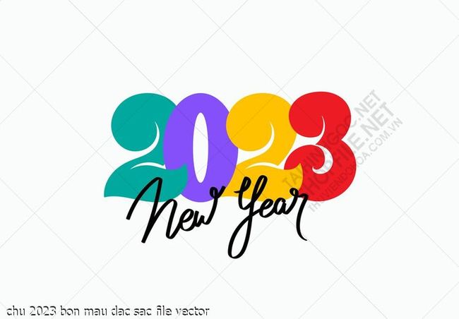 chu 2023 bon mau dac sac file vector